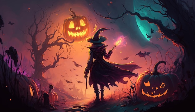 Halloween illustration colorfull Generative AI