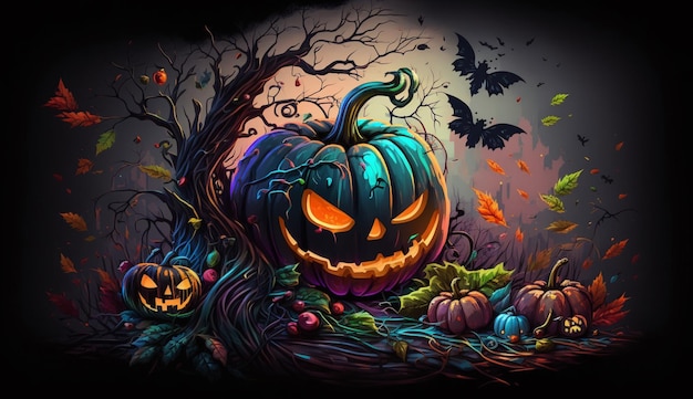 Halloween illustration colorfull Generative AI