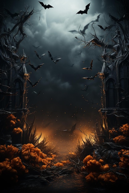 halloween illustration holiday pumpkin autumn celebration design dark October horror