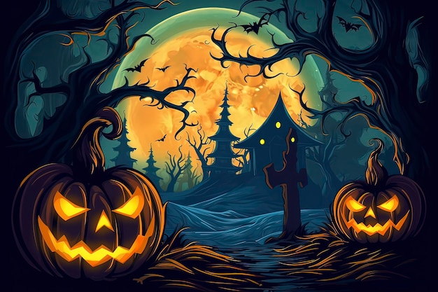 Halloween IllustrationAI technology generated image