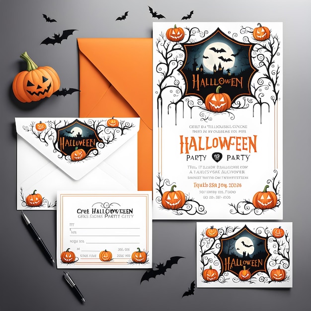 a halloween invitation with a pumpkin on it