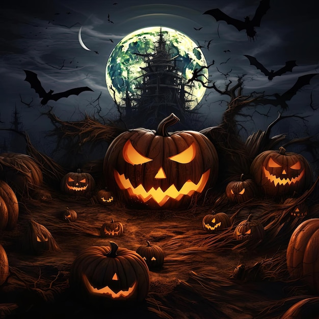 halloween jack o lantern wallpaper with ghosts scream at the moon background