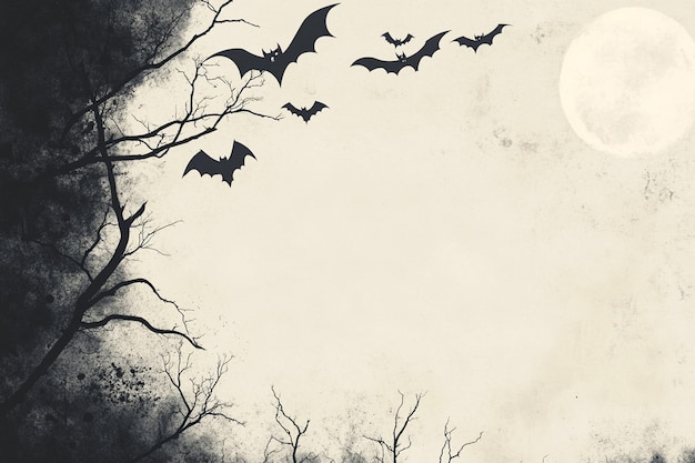 Photo halloween moon with bats