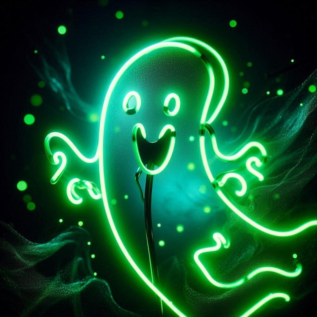 Photo a halloween neon ghost