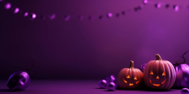 Halloween night background on violet background