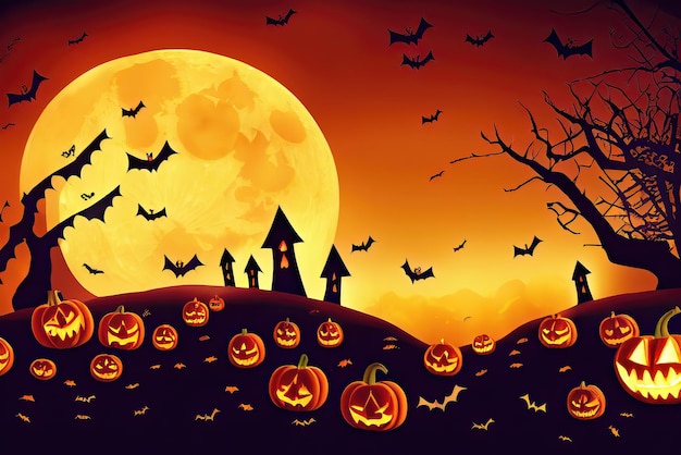 Halloween Night Concept Theme Background Image Illustration