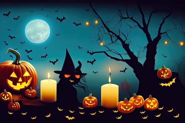 Halloween Night Concept Theme Background Image Illustration