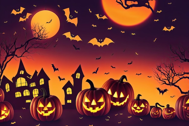 Halloween Night Concept Theme Background Image Illustration