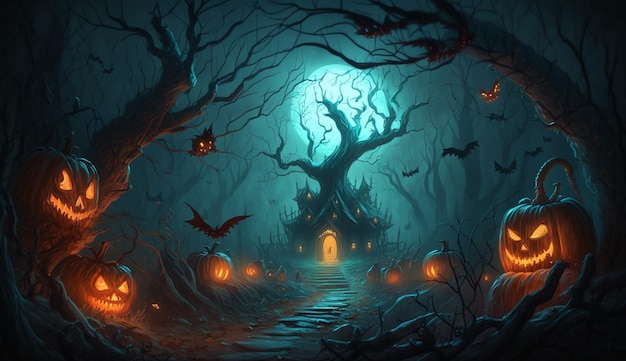 Halloween night in the forest wallpapers