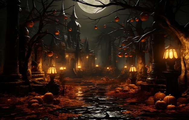 Halloween night forest