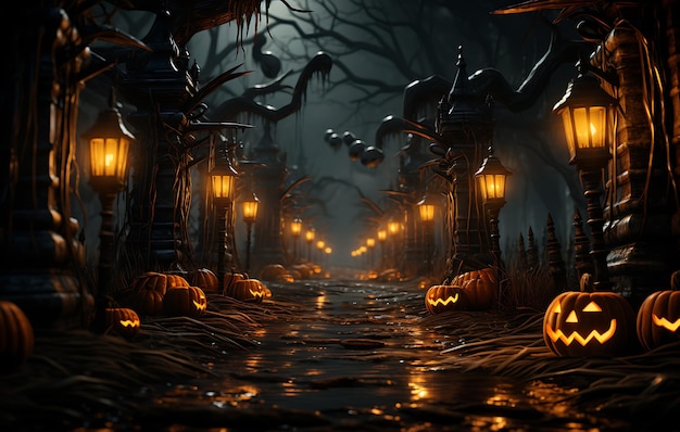 Halloween night forest