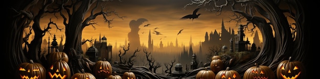 Halloween Night Illuminated in Eerie Illustration