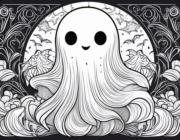 Photo halloween page for coloring book for kids