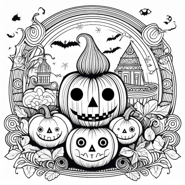 Photo halloween page for coloring book for kids