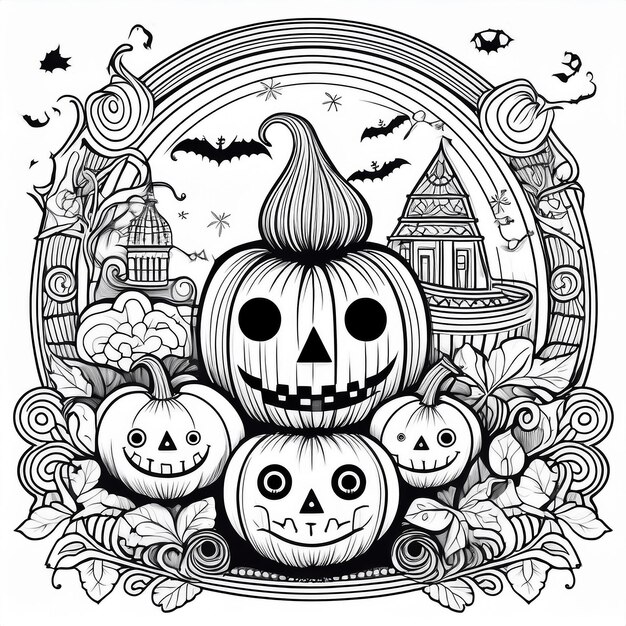 Photo halloween page for coloring book for kids