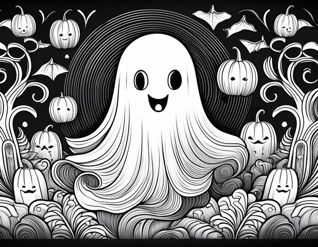 Photo halloween page for coloring book for kids