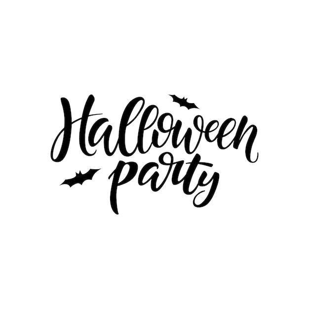 Halloween party brush lettering Handwritten Halloween typography