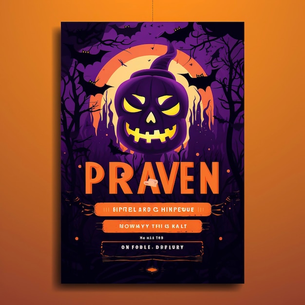 halloween party flyer template in flat design hd