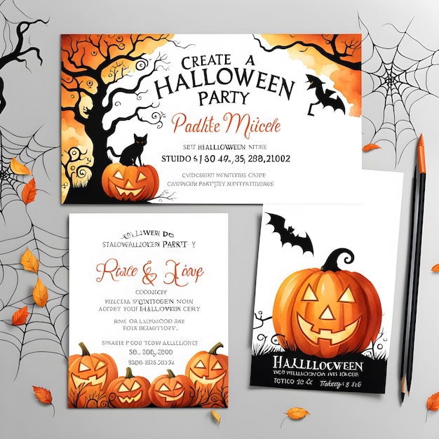 a halloween party invitation with pumpkins and pumpkins