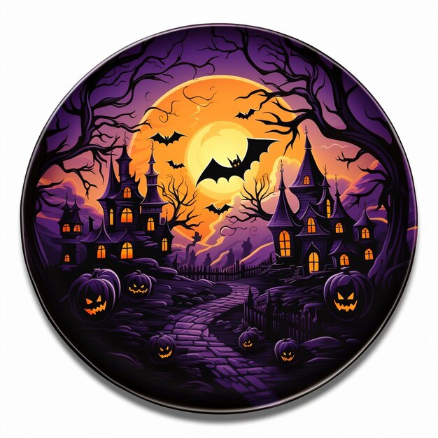 Halloween Party Plates Moon Bats