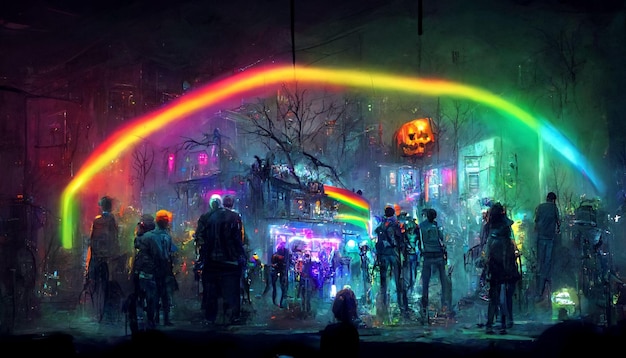 Halloween party with cyberpunk theme