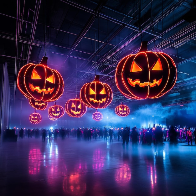 Halloween Party with Glowing Jack O Lantern Decorations