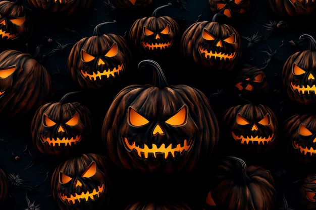 Halloween pattern Jack's pumpkins Background wallpaper AI generation