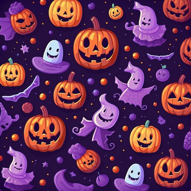 halloween pattern seamless on a violet background