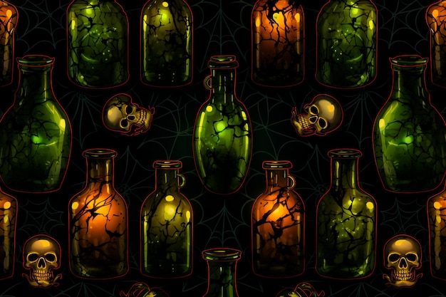 Halloween pattern Witch potion Background wallpaper AI generation