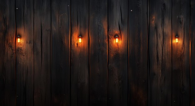 Photo a halloween photorealistic wood texture with visible grain and the warm glow of lamps