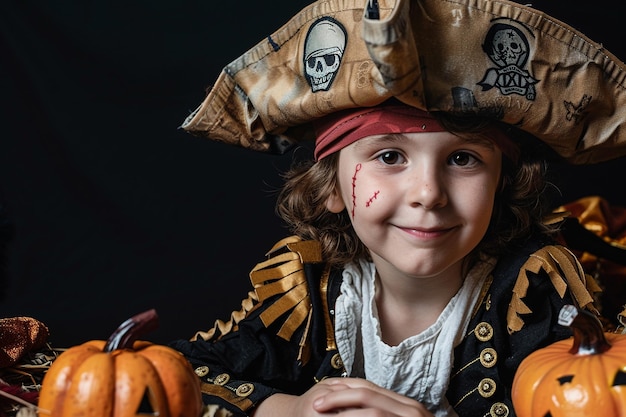 Photo halloween pirate costume with black background perfect for spooky fun and themed events