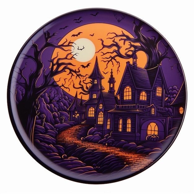 Halloween Plate Spooky House Design