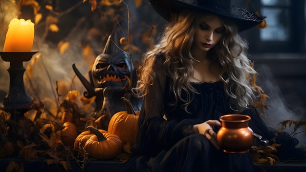 Halloween poster background design pumpkin