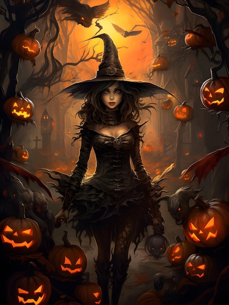 Halloween poster background design pumpkin