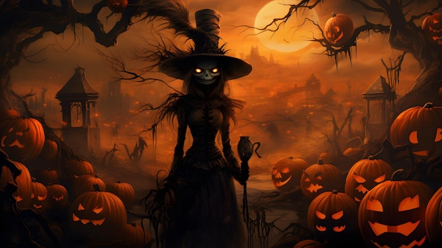 Halloween poster background design pumpkin