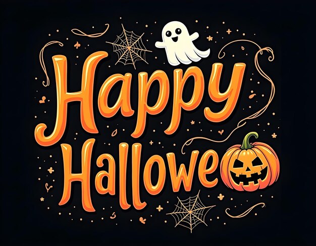 a halloween poster with a ghost on it that says happy halloween