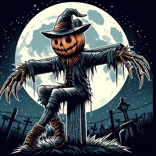 a halloween poster with a scarecrow