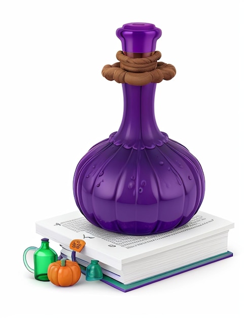 Halloween Potion Bottle with Books on white