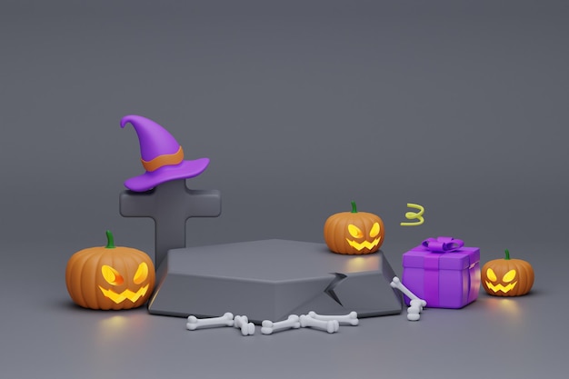 Halloween product podium 3d rendering