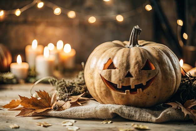 Halloween pumpkin against dark background