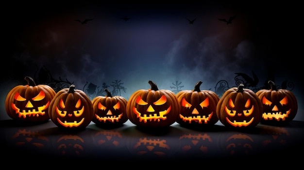 Halloween pumpkin banner with copy space