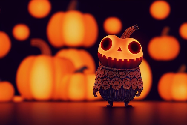 halloween pumpkin on black 3d render