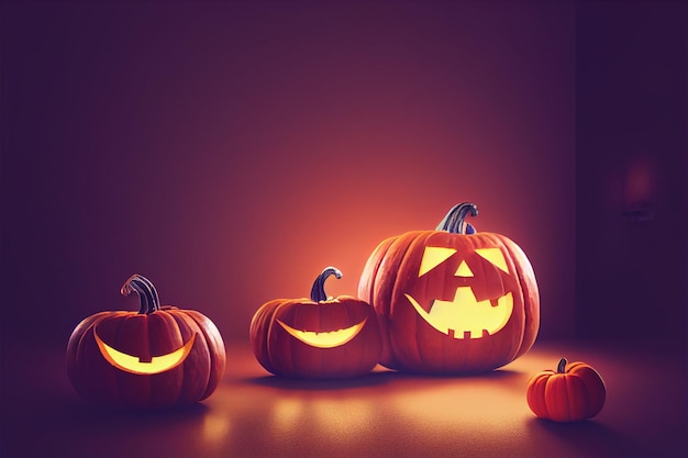 halloween pumpkin on black 3d render