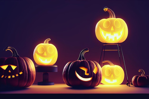 halloween pumpkin on black 3d render