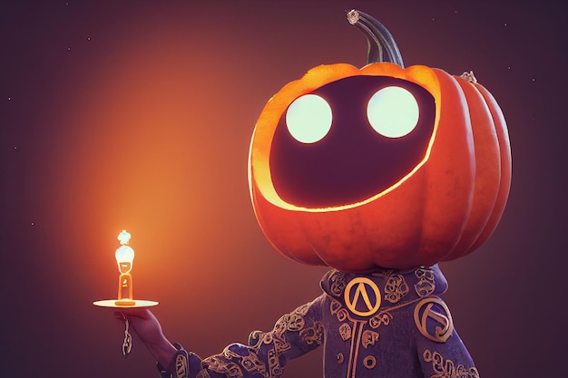 halloween pumpkin on black render 3d illustration