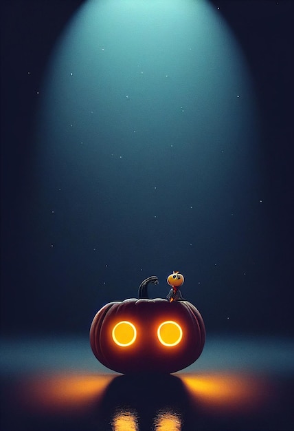 halloween pumpkin on black render 3d illustration