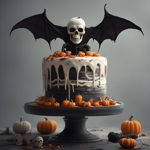 halloween pumpkin cake with skull