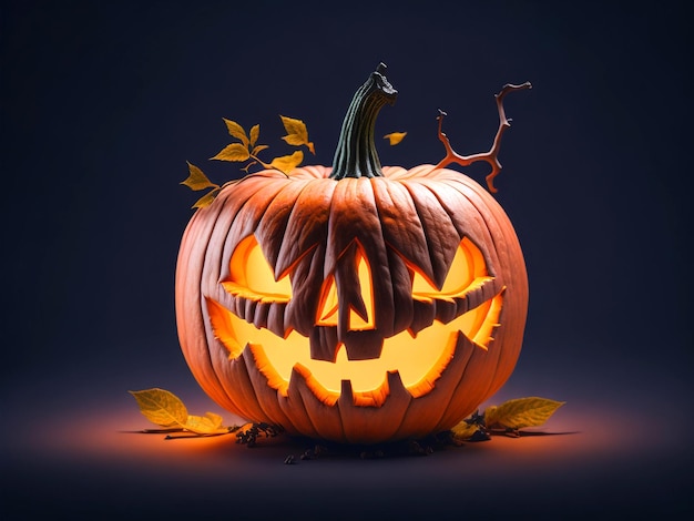 halloween pumpkin dark background ai generative