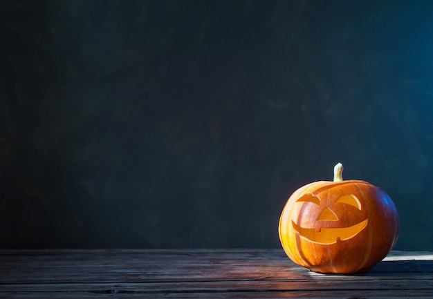 Halloween pumpkin on dark