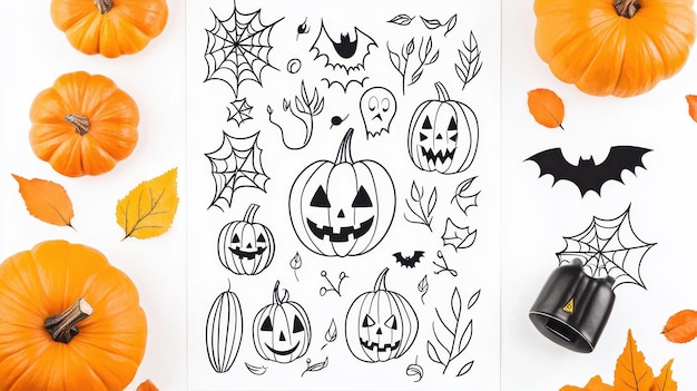 Halloween Pumpkin Decoration with Hand Drawn Elements